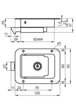 Recessed lock120x92mm, inox