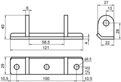 Scharnierbock 220mm, Niro