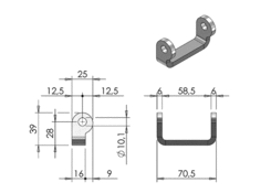 Weld-on U-type bracket 16mm