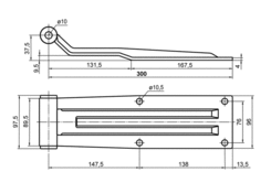 Rear hinge 300mm, inox