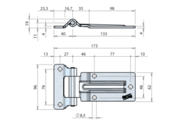 Scharnierblatt 132mm, Niro