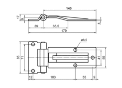 Side hinge140 mm, zinc plated