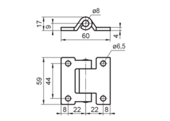 Side hinge 60x59, inox, black
