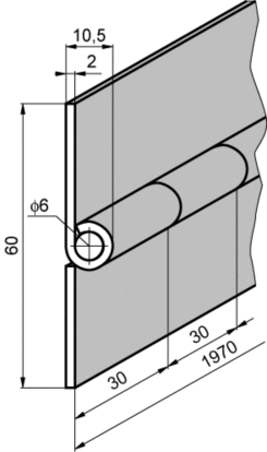 Pant průběžný 1970x60mm nerez