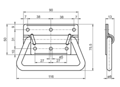 Folding handle, inox