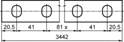 Partition rail profile,3442 mm, aluminium