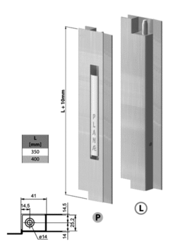 Lock with flange 400/410mm, left, anodized