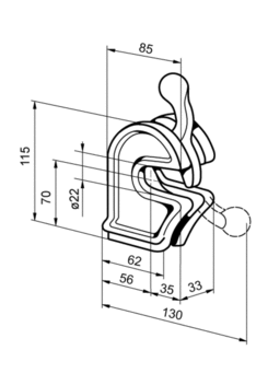 Závěr bočnice kyvadlový C páka o22x33mm