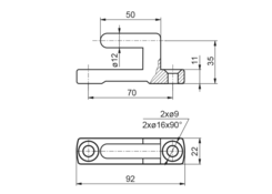 Hinge TIR - pin, Zn, PL