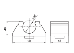 Tarpaulin bar socket 35mm, rubber