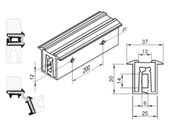 Tila hinge 29/180° 2200mm