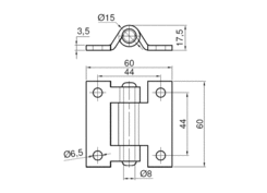 Zawias boczny 60x60mm Zn