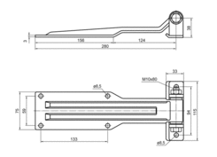 Scharnierblatt 280mm, Niro