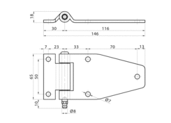 Zawias boczny 65x151mm Zn