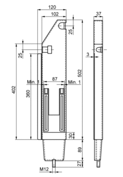 Tipper pillar 102mm rear left NEW