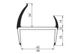 Seal PVC 39/42mm, grey/black,5m