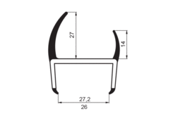 Seal profile PVC 27/14/27mm 3,2m