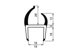 Seal PVC 18/19mm, grey/black, 5m