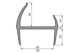 Uszczelka PVC 39/42mm, szara, 5m