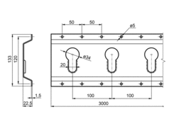 Mounting profile for garment rail,3000mm