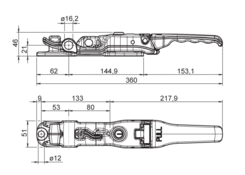 Klamka zamknięcia z uchwyt. o16mm nierdz