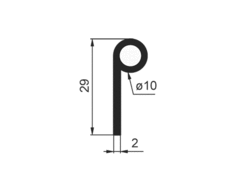 Těsnění gumové o10mm s patkou 50m