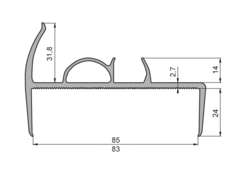 Těsnění PVC 83/85mm šedé 5m