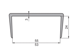 Uszczelka PVC 53/55 szara, bez gumy, 5m