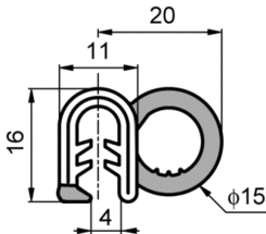 Kantenschutz Dichtprofil 11x16/20/15mm