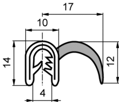 Kantenschutz Dichtprofil 10x14/17/12mm