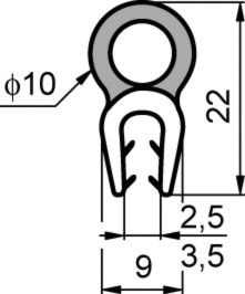 Edging 9x12/o 10 mm, coil=50m