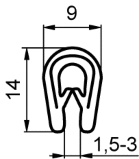 Lemovka 9x14mm 1.5-3mm šedá