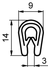 Lemovka 9x14mm 1.5-3mm černá