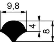 Pásek výplňový gumový 9,8x8mm