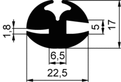 Tesnenie gumové 22,5x17 mm