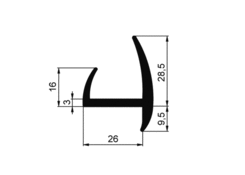 Rubber seal 26x38mm 2,5m