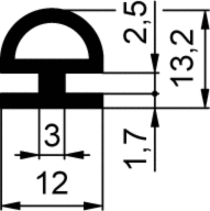 Tesnenie omega 12x13,2/R6,5 mm, čierne