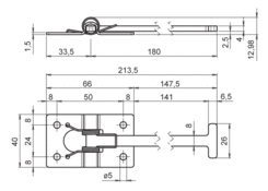 Feststeller T Hak 180mm