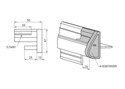 Hinge stop, gray plastic