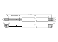 Vzpěra plynová 300mm/800N