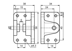 Halter für Gasfeder o6mm, komplett