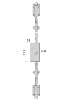 Lock 123x58 mm - set, right, zinc