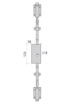 Zamek 123x58mm - komplet, P