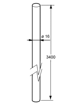 Lock bar o16 mm, 3400 mm