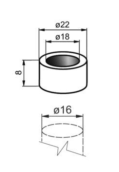 Spacing tube o 16x8mm, stainless