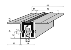 Stangenscharnier TILA 24x22/180° 3250mm