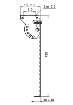 Uchwyt osłony antyrower. 755mm, ZnO