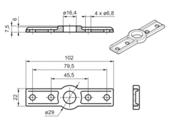 Plättchen für Schiene o16mm feuerverzin.