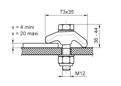 Frame clamp 4-20mm o12/73x35mm Zn