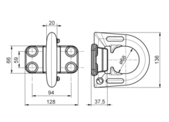 Lashing eye 13t, bolt-on